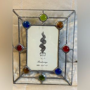 2 stain glass photo picture frames. Fits photo 3 1/2”x5” beautiful vintagestyle